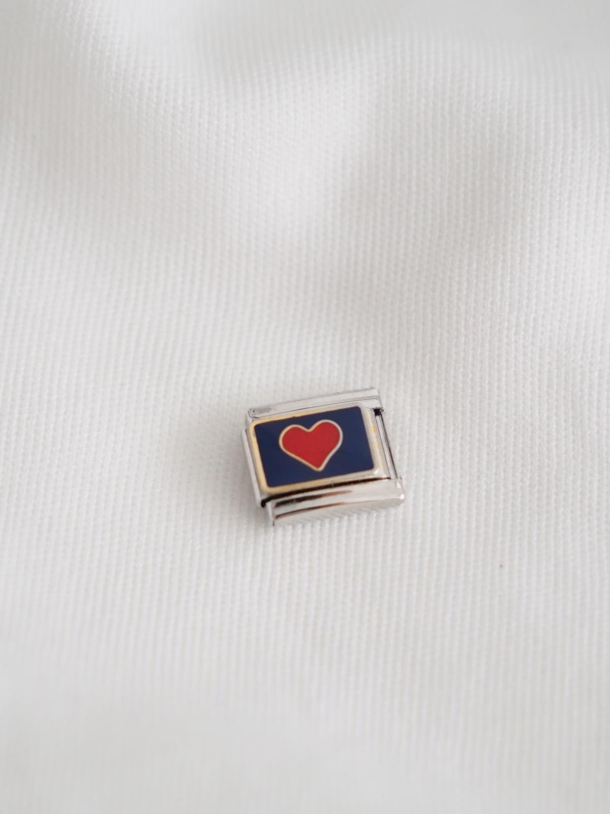 Lacivert Kırmızı Kalp İtalyan Charm