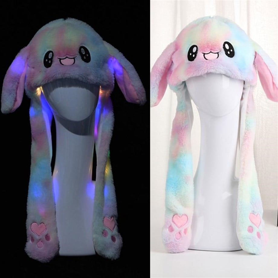 Led Işıklı Hareketli Tavşan Kulaklı Kawaii Şapka Batik