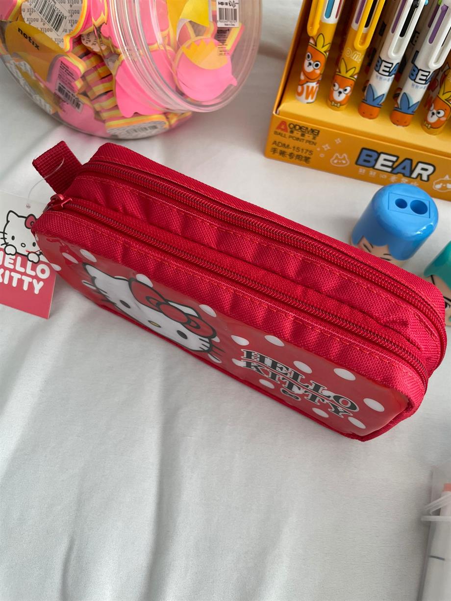 Lisanslı Hello Kitty 2 Bölmeli Kırmızı Kalemlik