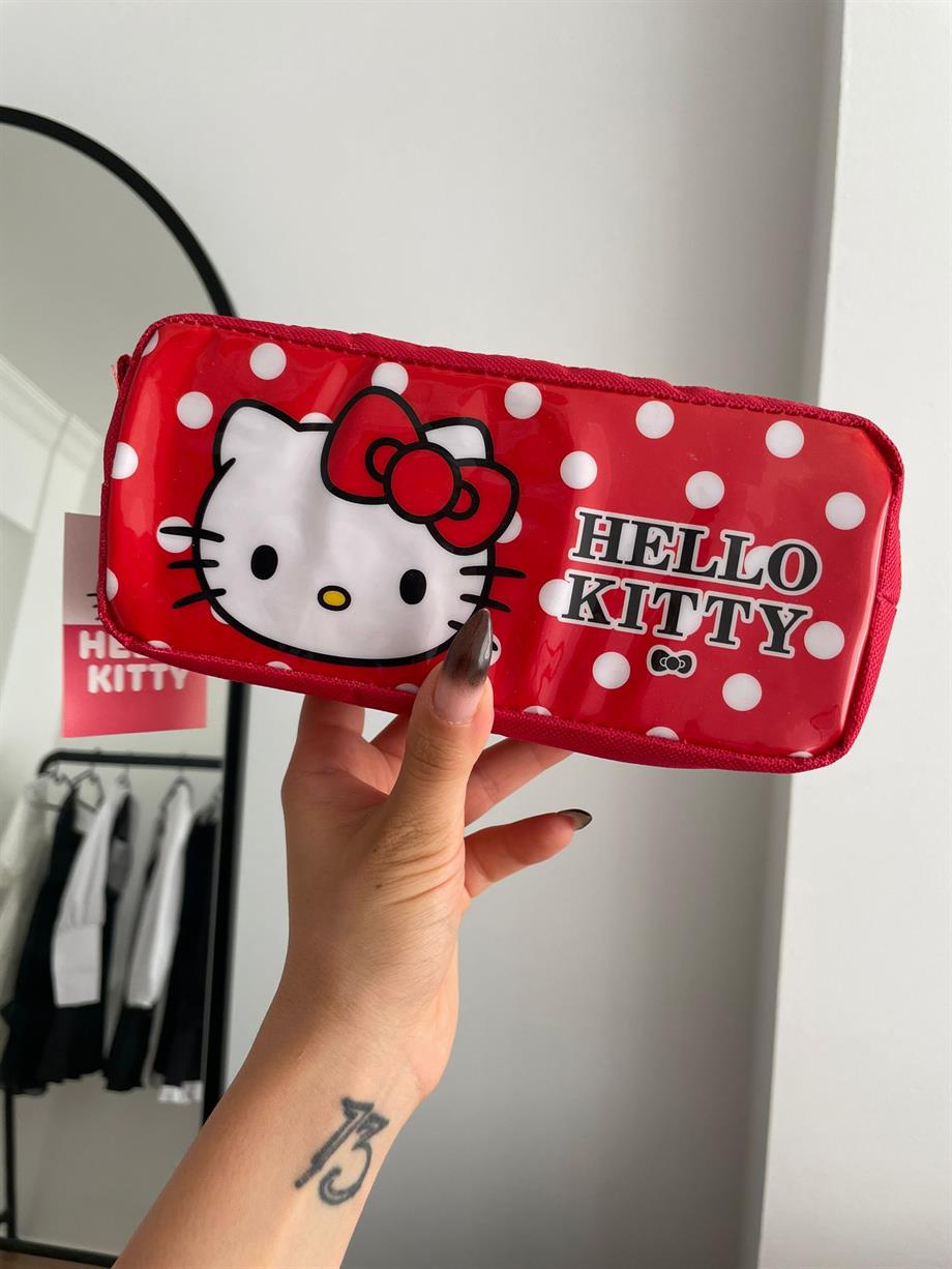 Lisanslı Hello Kitty 2 Bölmeli Kırmızı Kalemlik
