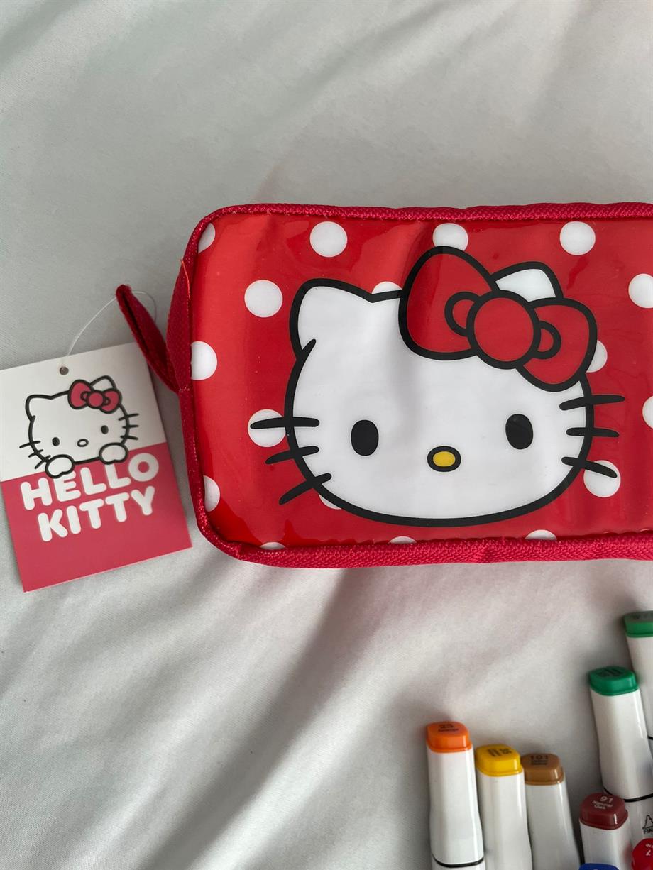 Lisanslı Hello Kitty 2 Bölmeli Kırmızı Kalemlik
