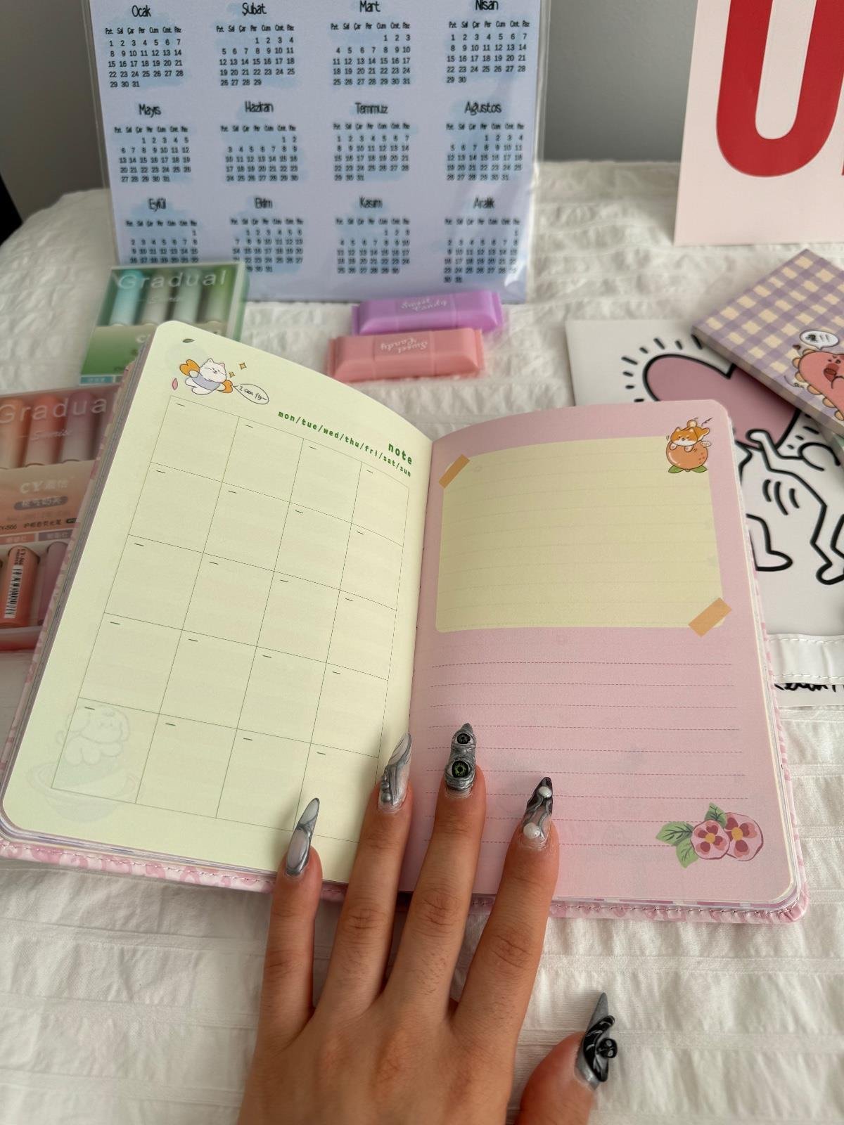 Magnetic Kapaklı Puffy Kitty Book Defter - Strawberry