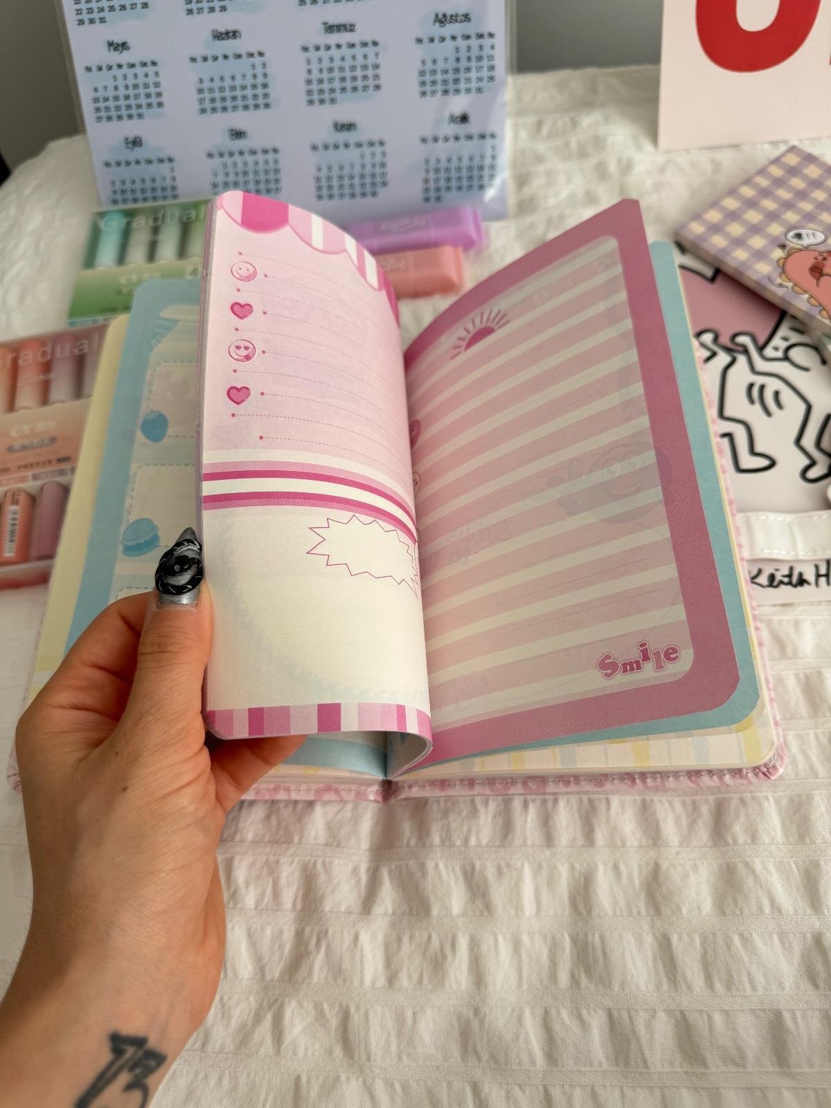 Magnetic Kapaklı Puffy Kitty Book Defter - Strawberry