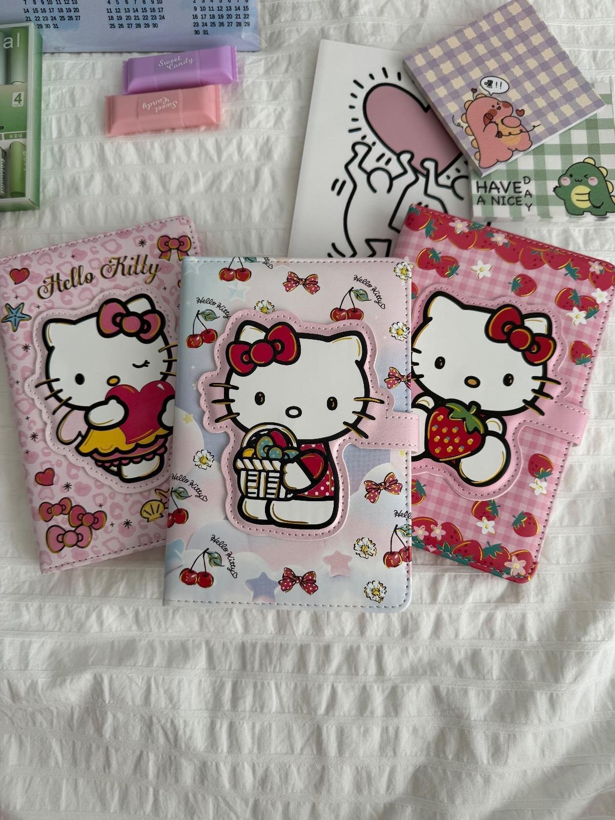 Magnetic Kapaklı Puffy Kitty Book Defter - Strawberry