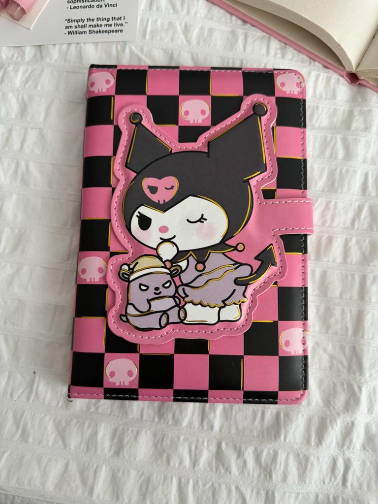 Magnetic Kapaklı Puffy Kuromi Book Defter - Damalı