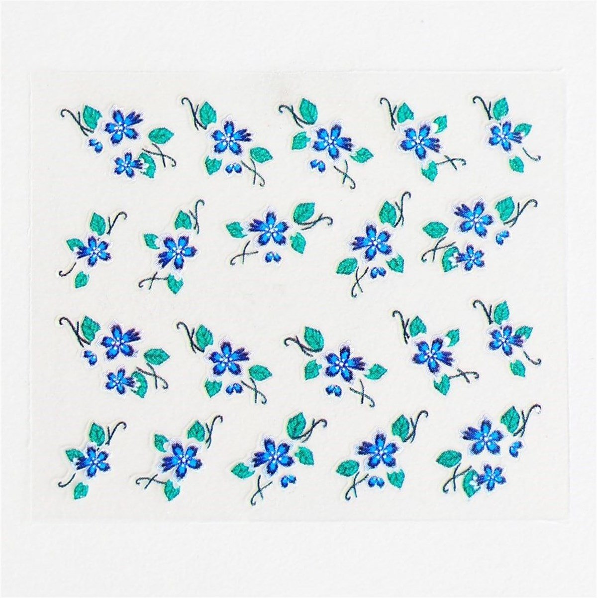 Mavi Çiçek Tırnak Sticker