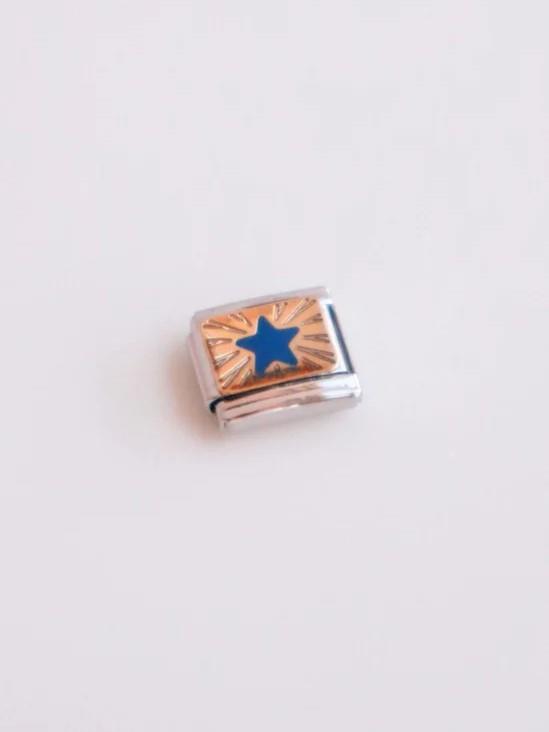 Mavi Çubuklu Yıldız İtalyan Charm