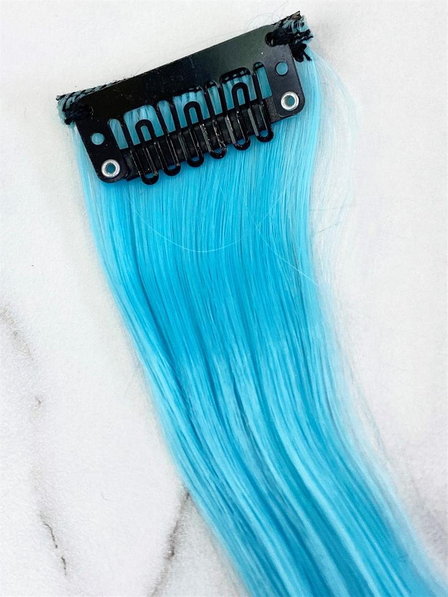 Mavi Dalgalı Çıtçıtlı Postiş 50 CM