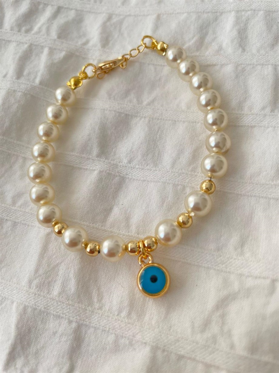 Mavi Nazar Detaylı İnci Bileklik