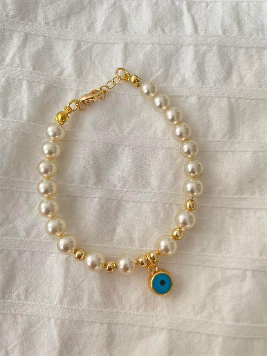 Mavi Nazar Detaylı İnci Bileklik