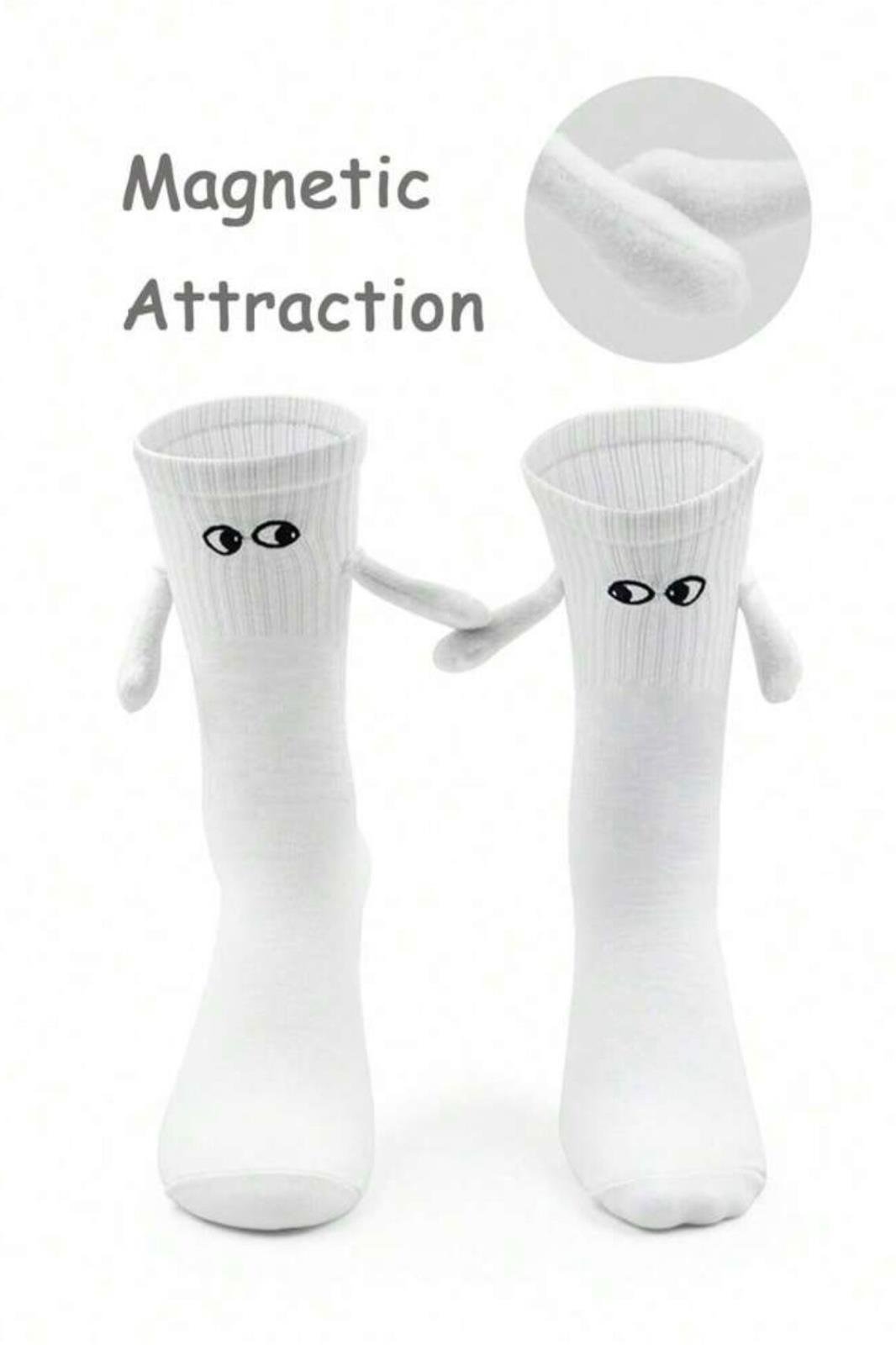 Mıknatıslı Elele Tutuşan 2 Çift Siyah Beyaz Çorap