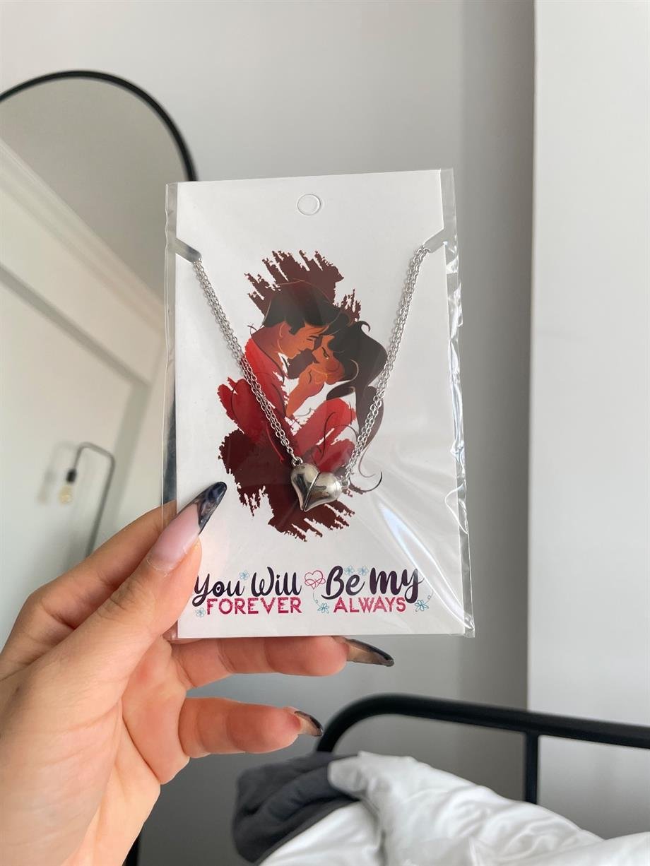 Mıknatıslı Love Çift Kolyesi