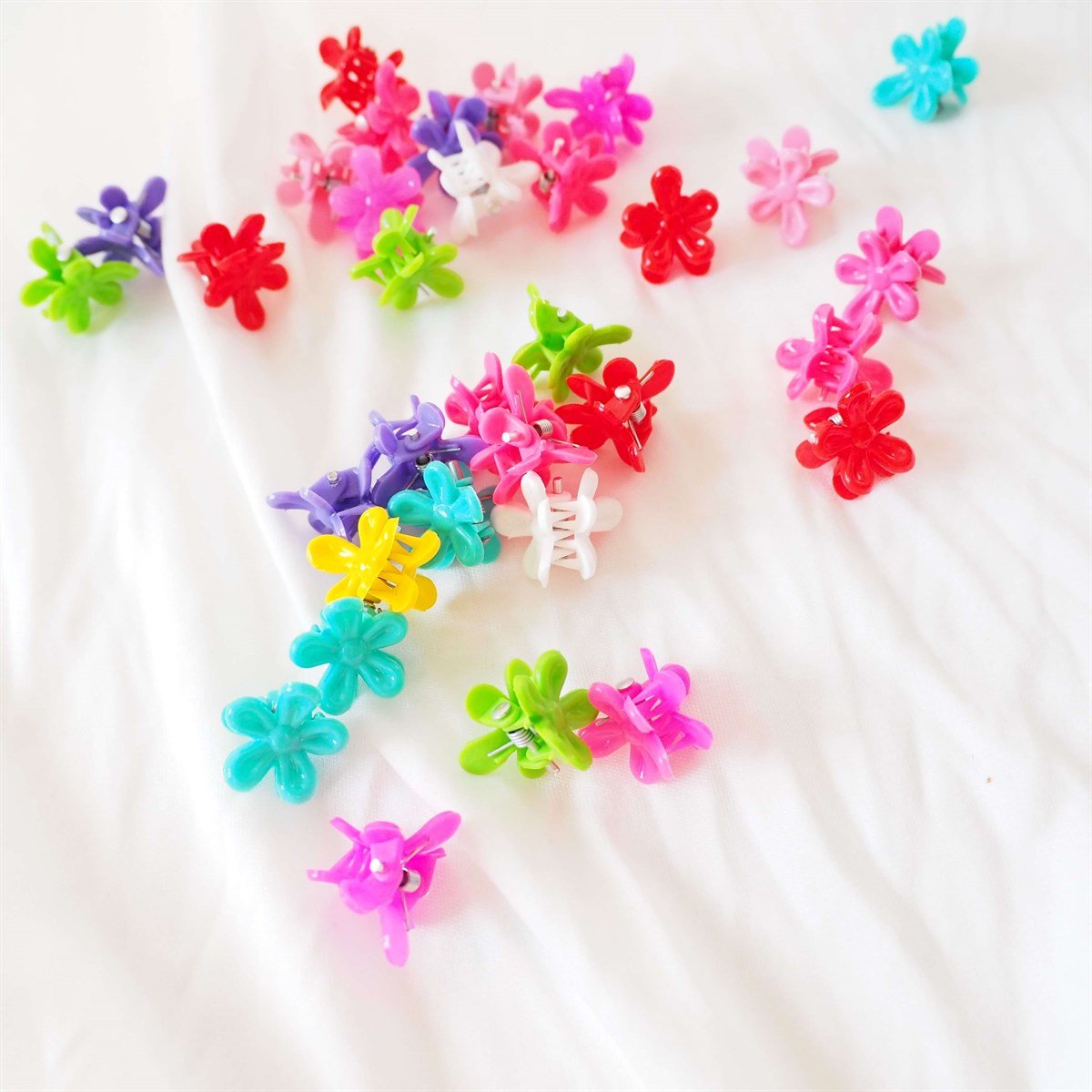 Mini Çiçekli Mandal Toka Seti 50'li