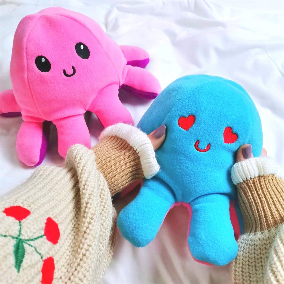 Mood Değiştiren Peluş Ahtapot - Mavi Pembe Love