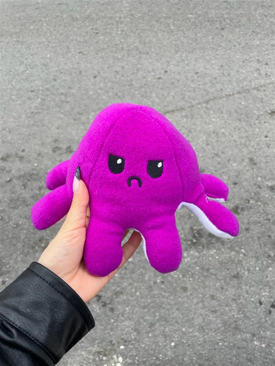 Mood Değiştiren Peluş Ahtapot - Mor Beyaz