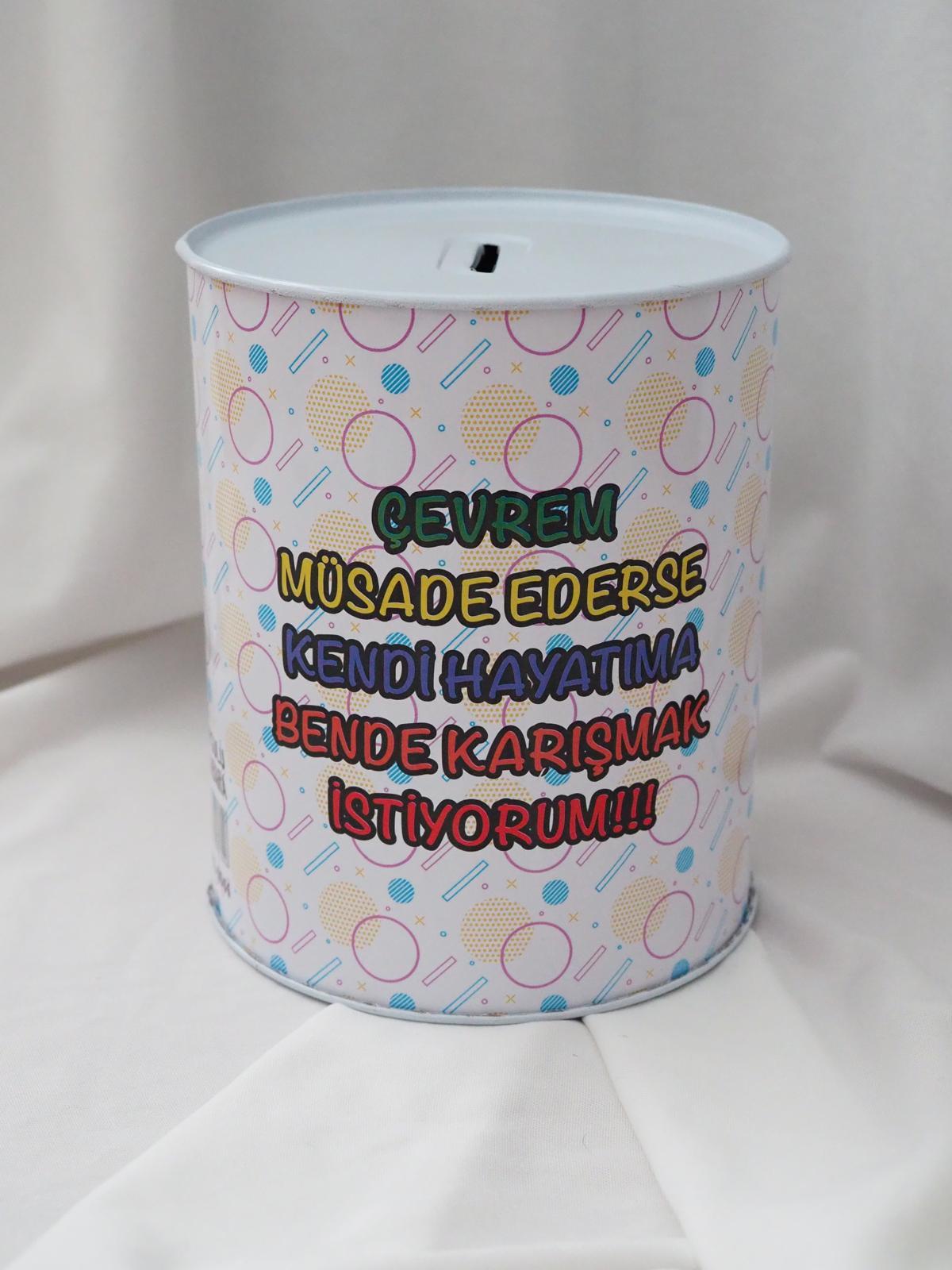 Müsaade Ederse Büyük Boy Teneke Kumbara