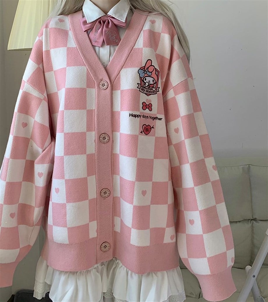 My Melody Pembe Damalı Hırka