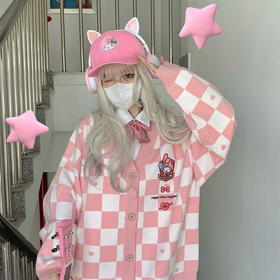 My Melody Pembe Damalı Hırka
