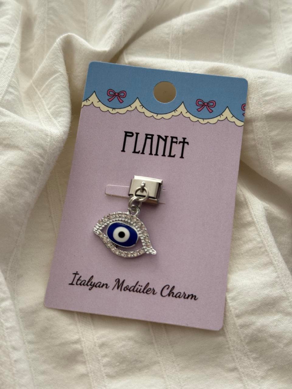 Nazar Boncuğu Sallantılı Kartlı İtalyan Charm