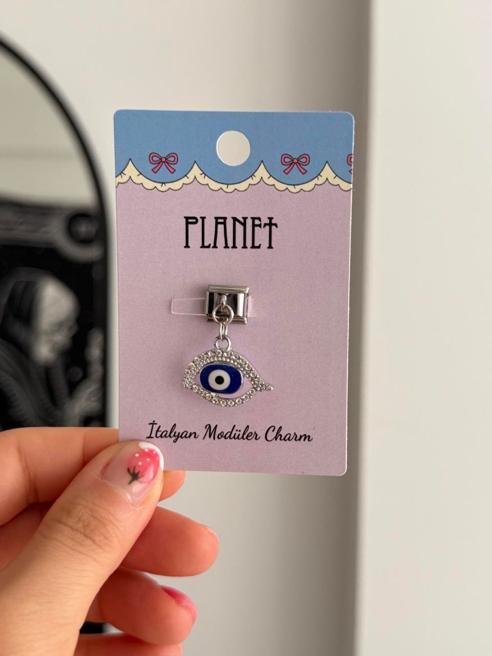 Nazar Boncuğu Sallantılı Kartlı İtalyan Charm