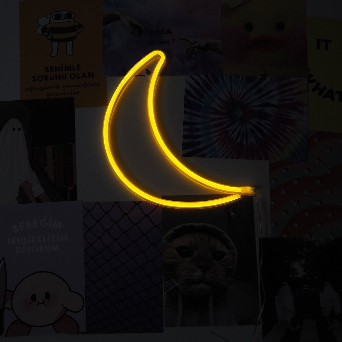 Neon Hilal Duvar Lambası