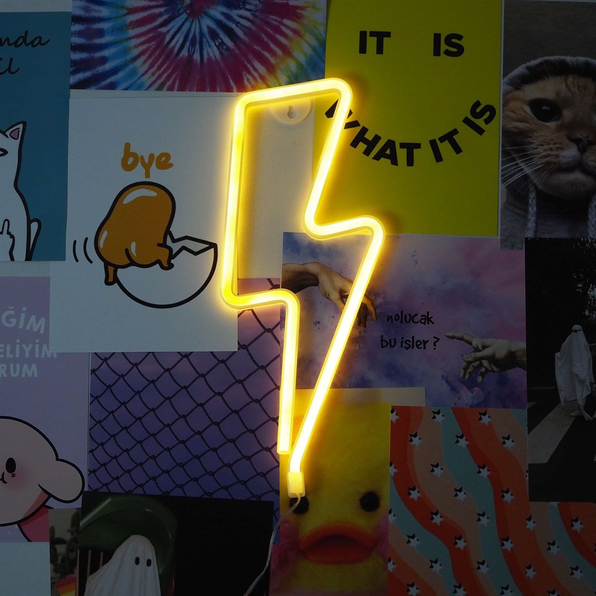 Neon Şimşek Duvar Lambası