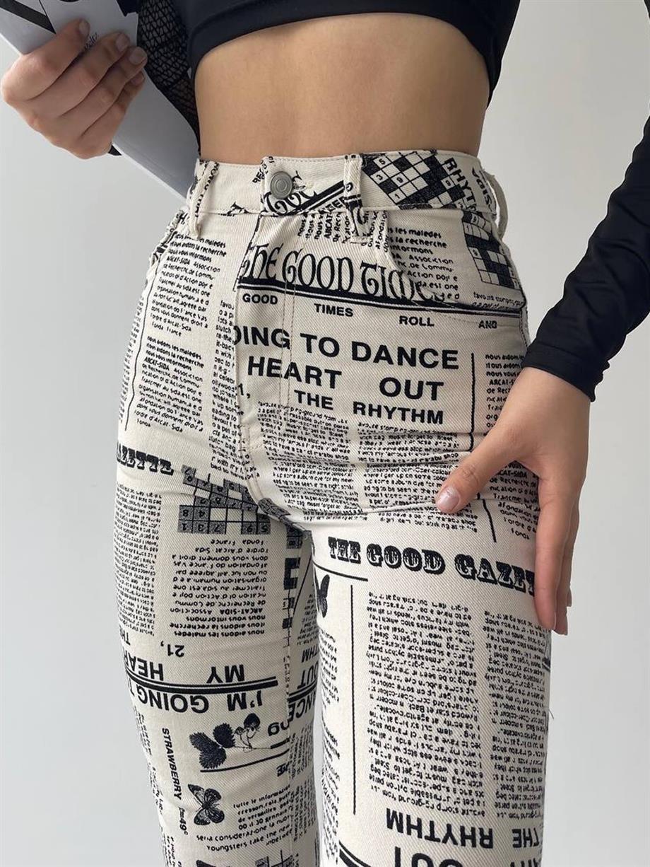 Newspaper Pattern Jean