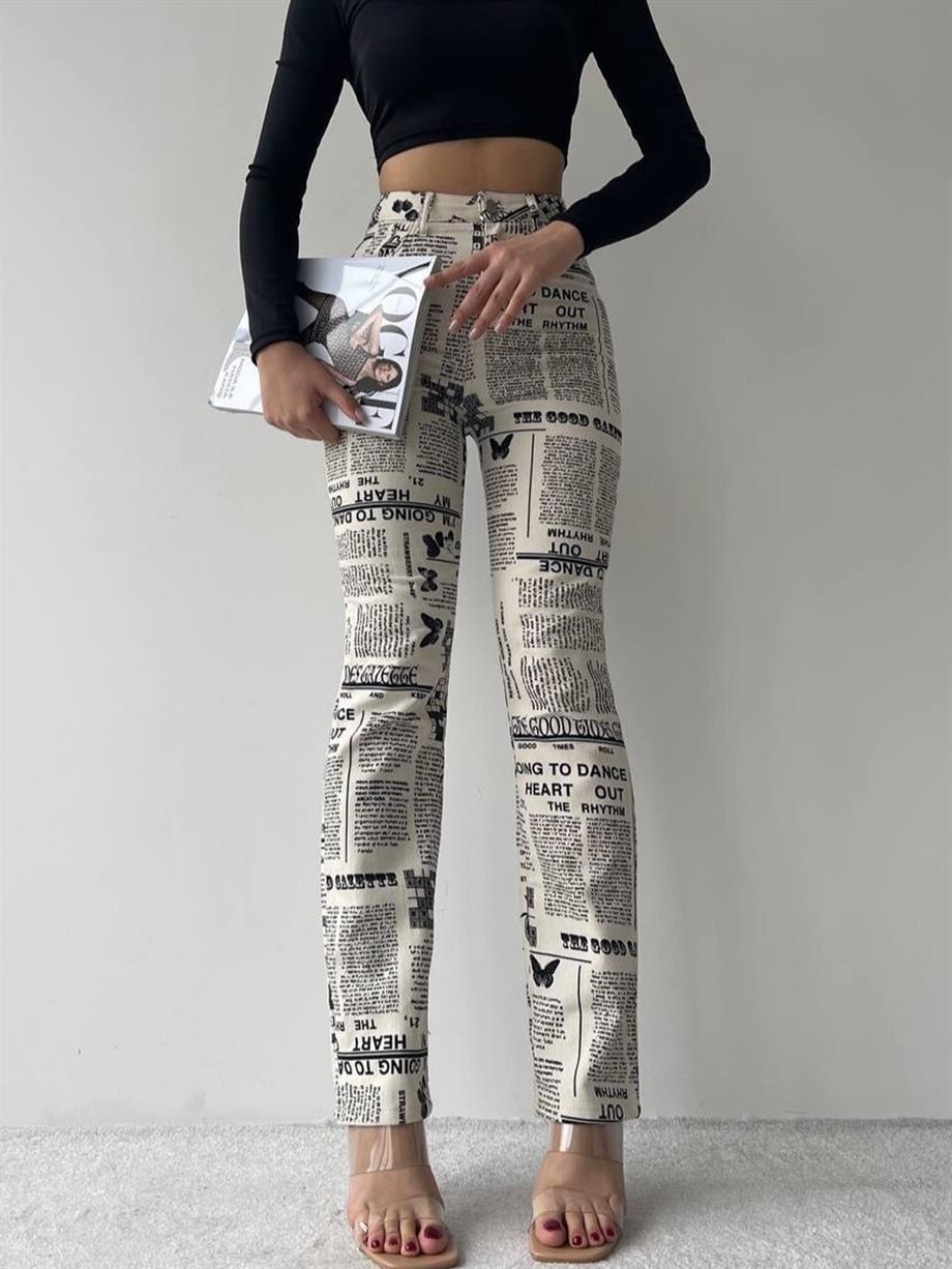 Newspaper Pattern Jean