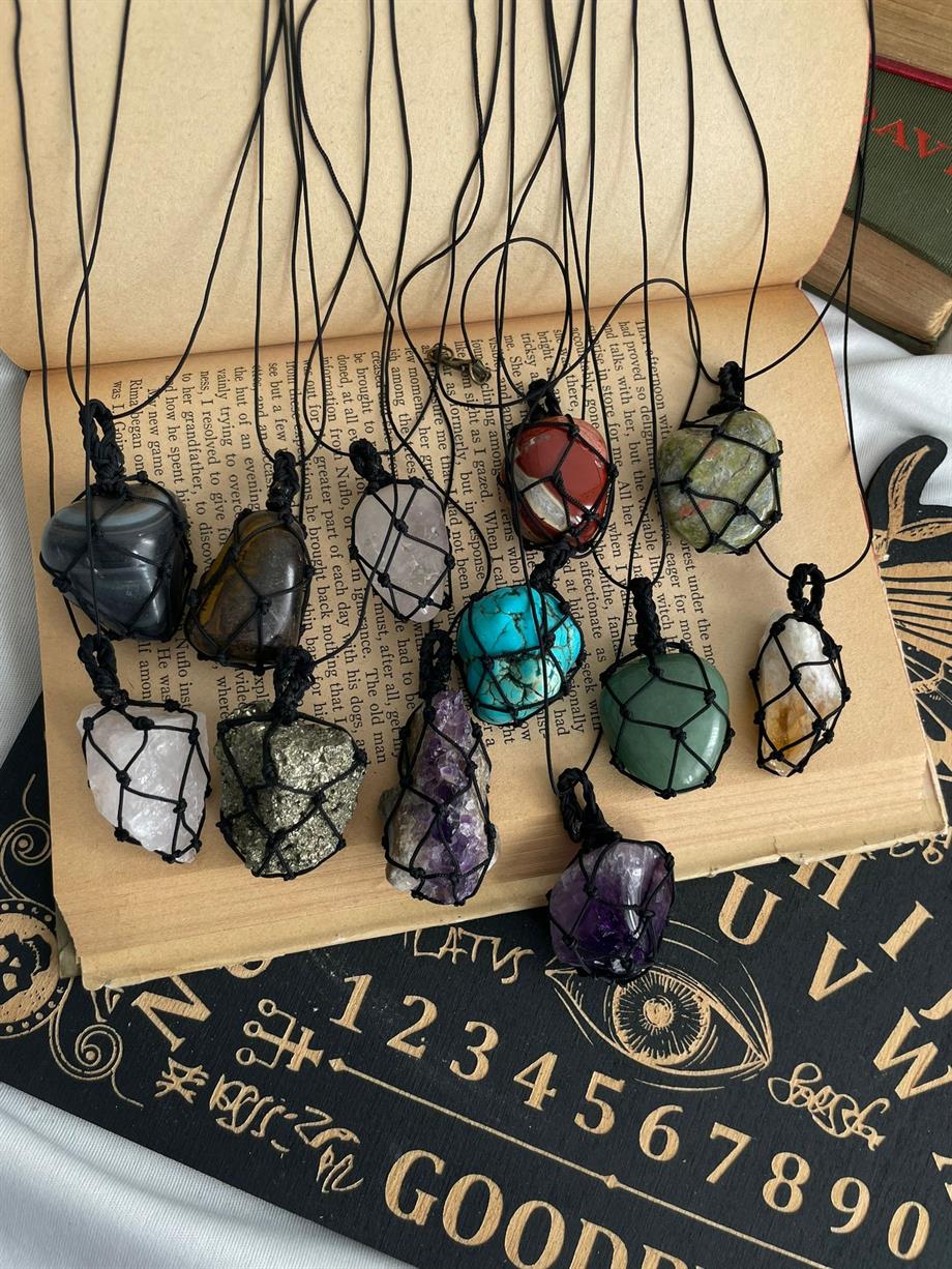 Örgü Fileli Doğal Taş Kolye Akik