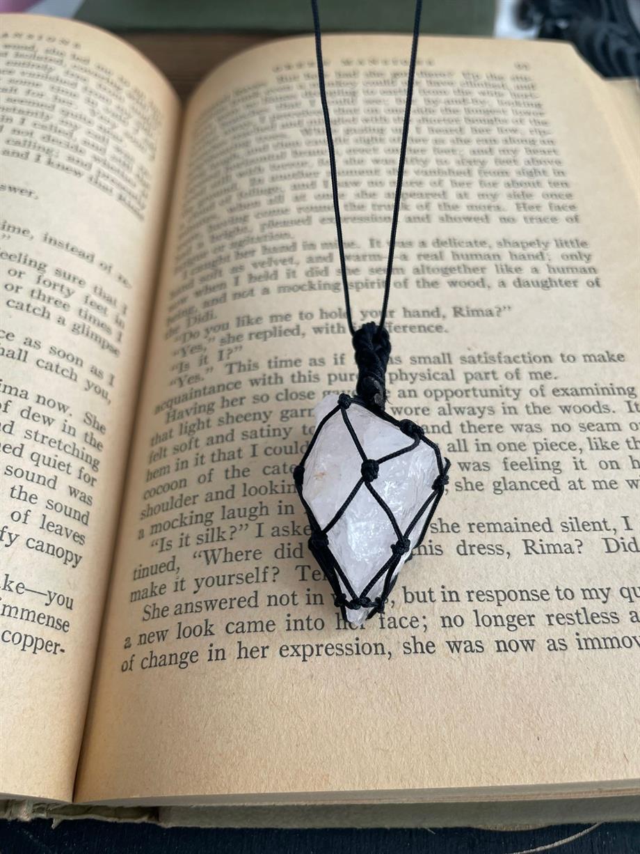 Örgü Fileli Doğal Taş Kolye Kristal Kuvars