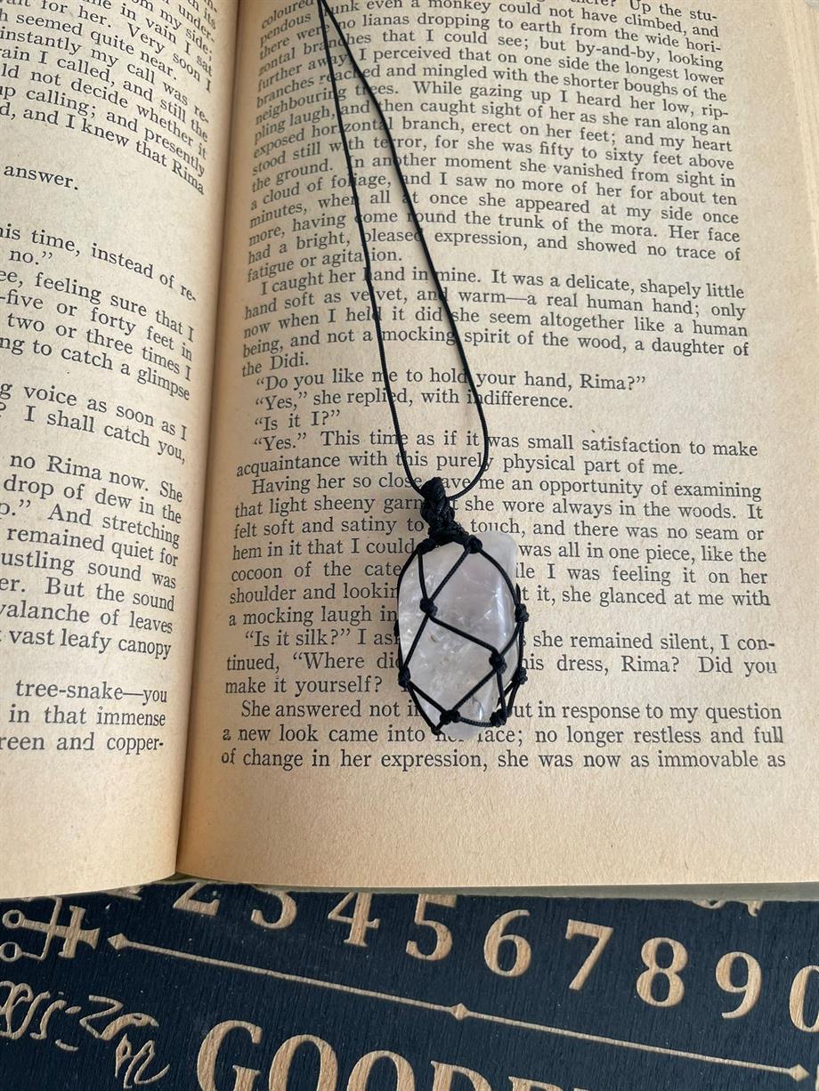 Örgü Fileli Doğal Taş Kolye Tamburlu Kuvars