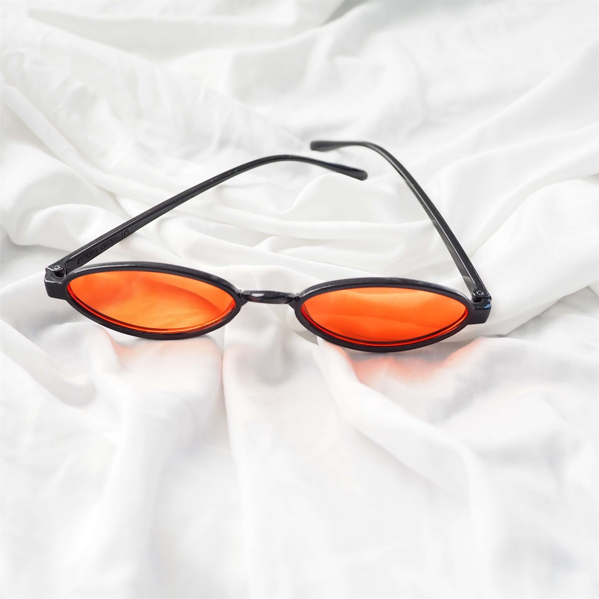 Oval Mini Çerçeve Güneş Gözlüğü Black Orange