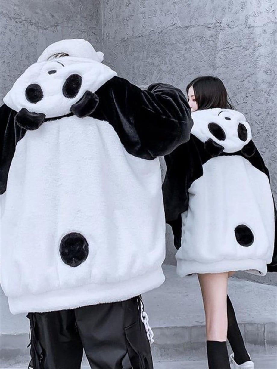 Panda Peluş Oversize Hırka