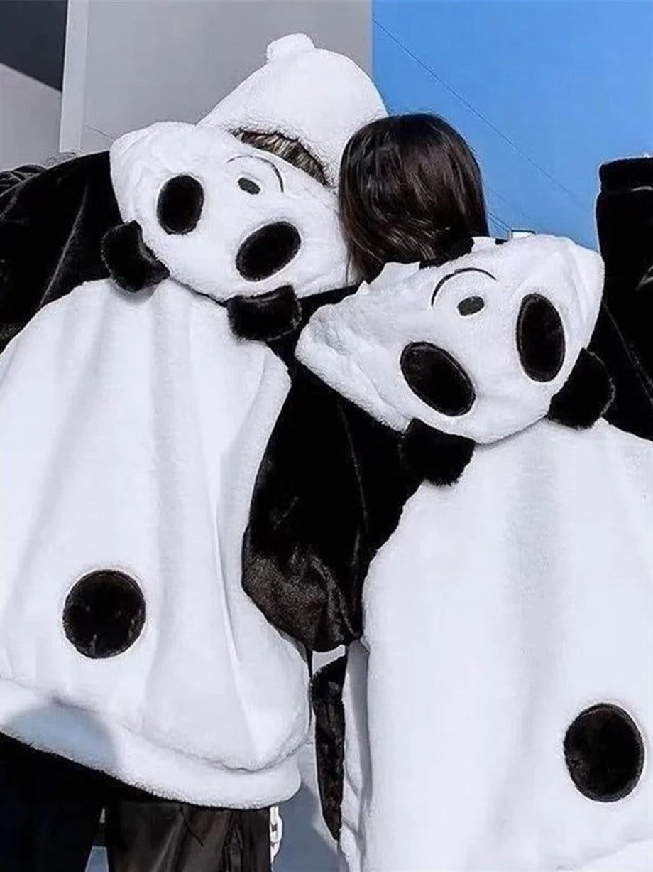 Panda Peluş Oversize Hırka
