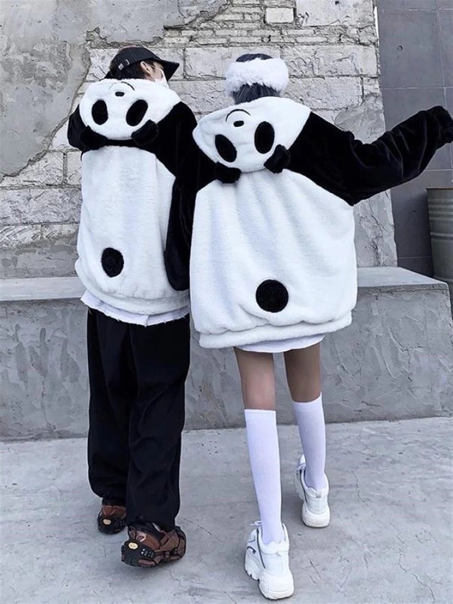 Panda Peluş Oversize Hırka