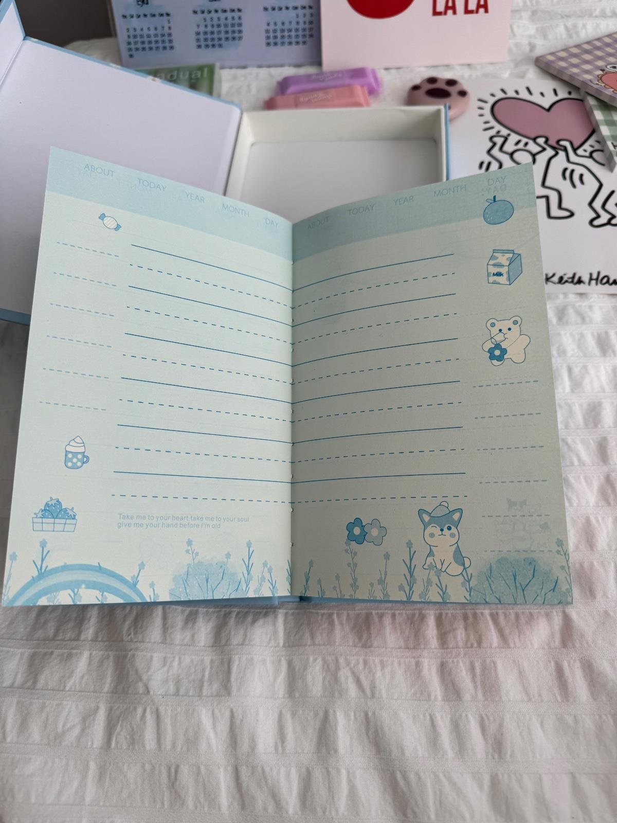 Papatya Tasarımlı Kilitli Günlük Defter Pembe