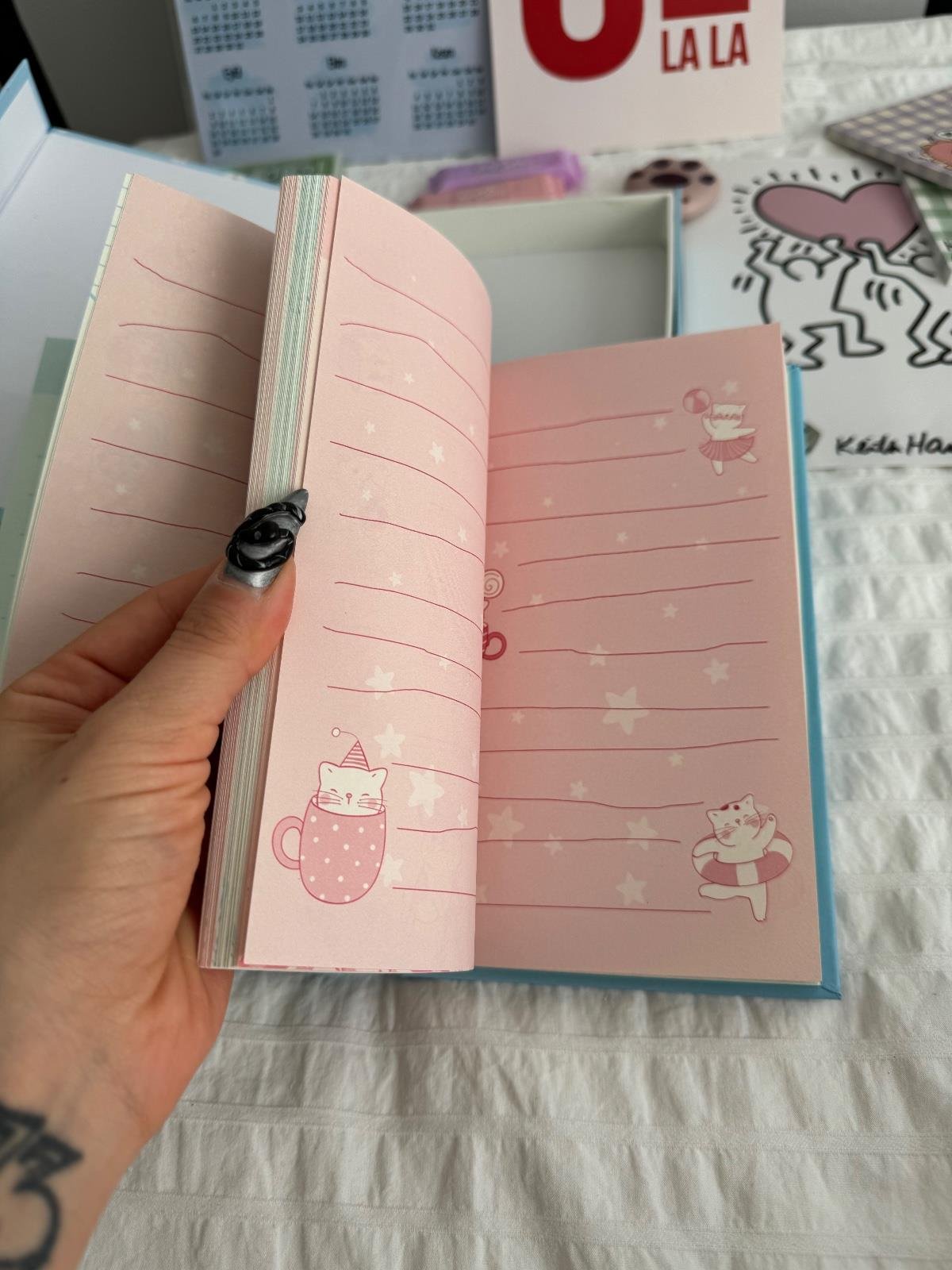 Papatya Tasarımlı Kilitli Günlük Defter Pembe