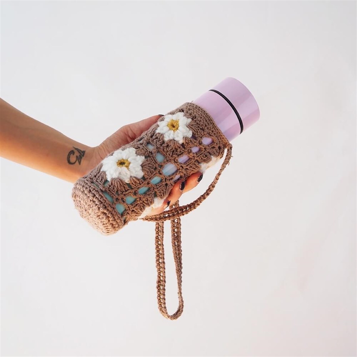 Papatyalı Şişe Çantası I Handmade