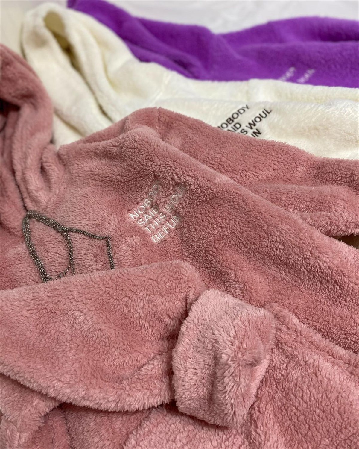 Peluş Hoodie Krem Rengi