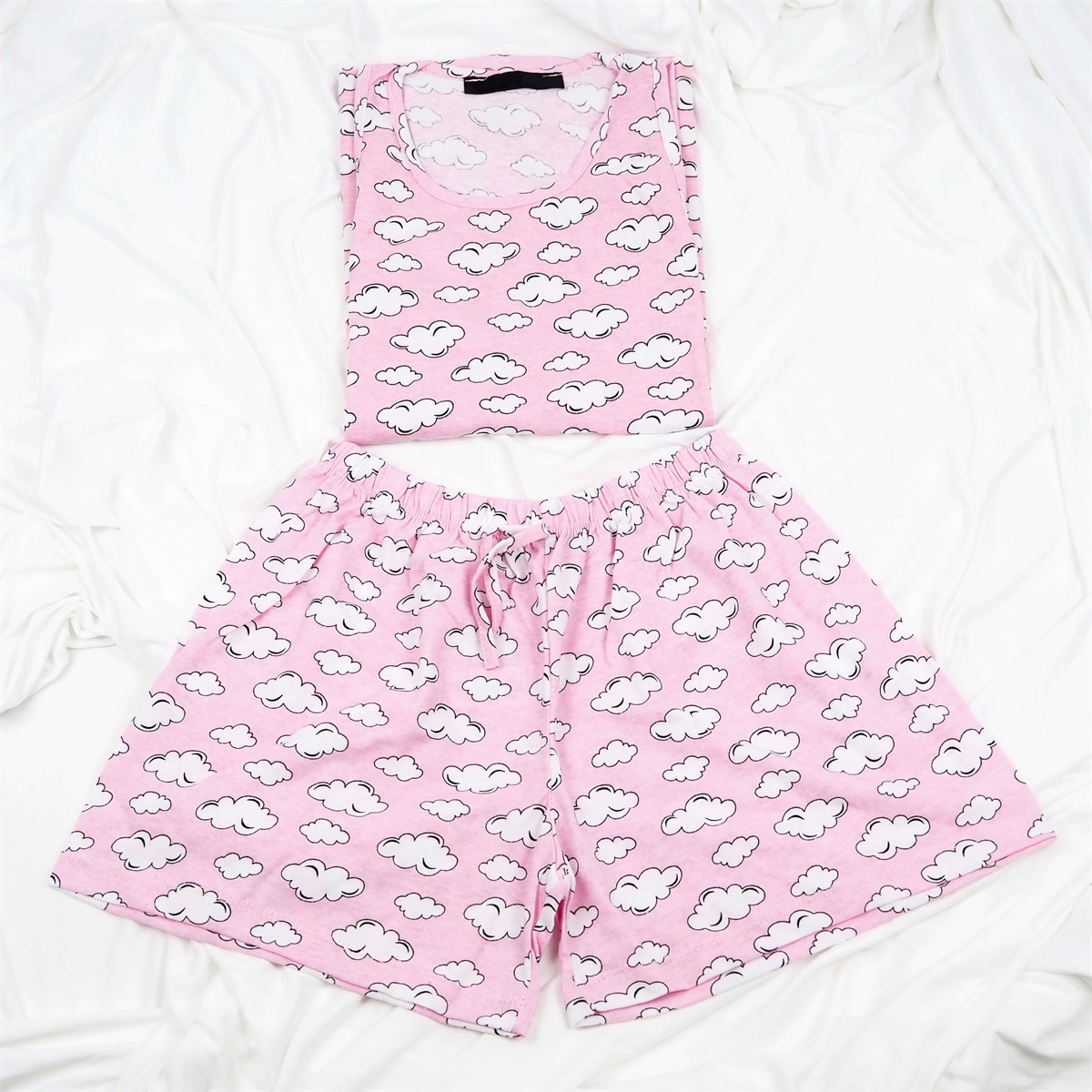 Pembe Bulut Desenli Pijama Takımı