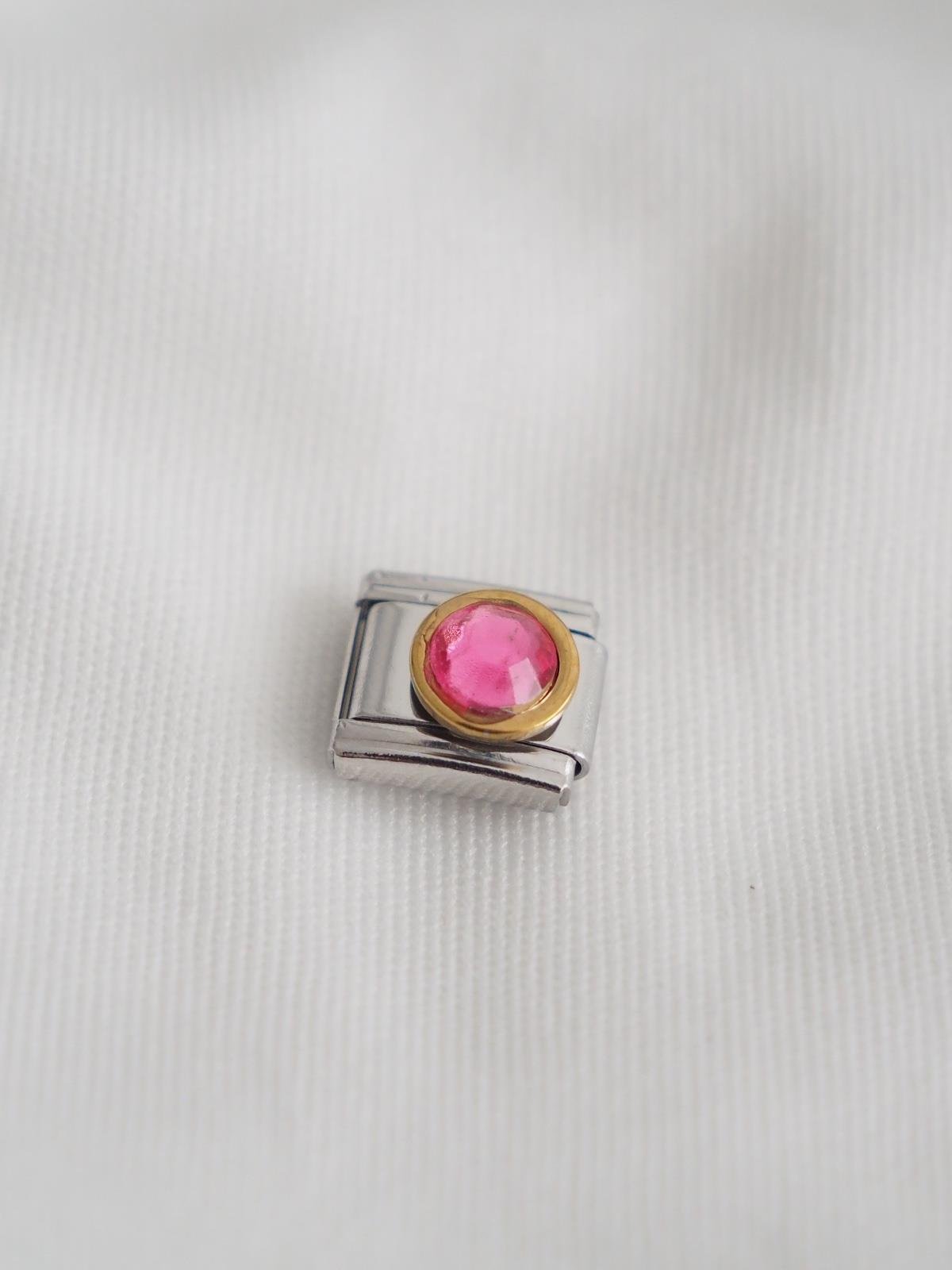 Pembe Yuvarlak Taş İtalyan Charm