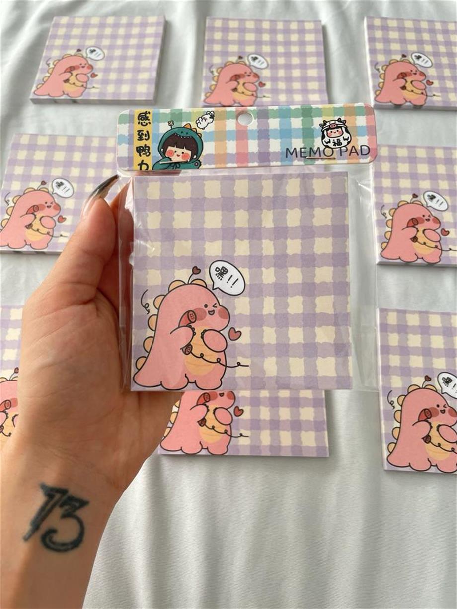 Pink Dinozor Memo Pad Kare Not Defteri