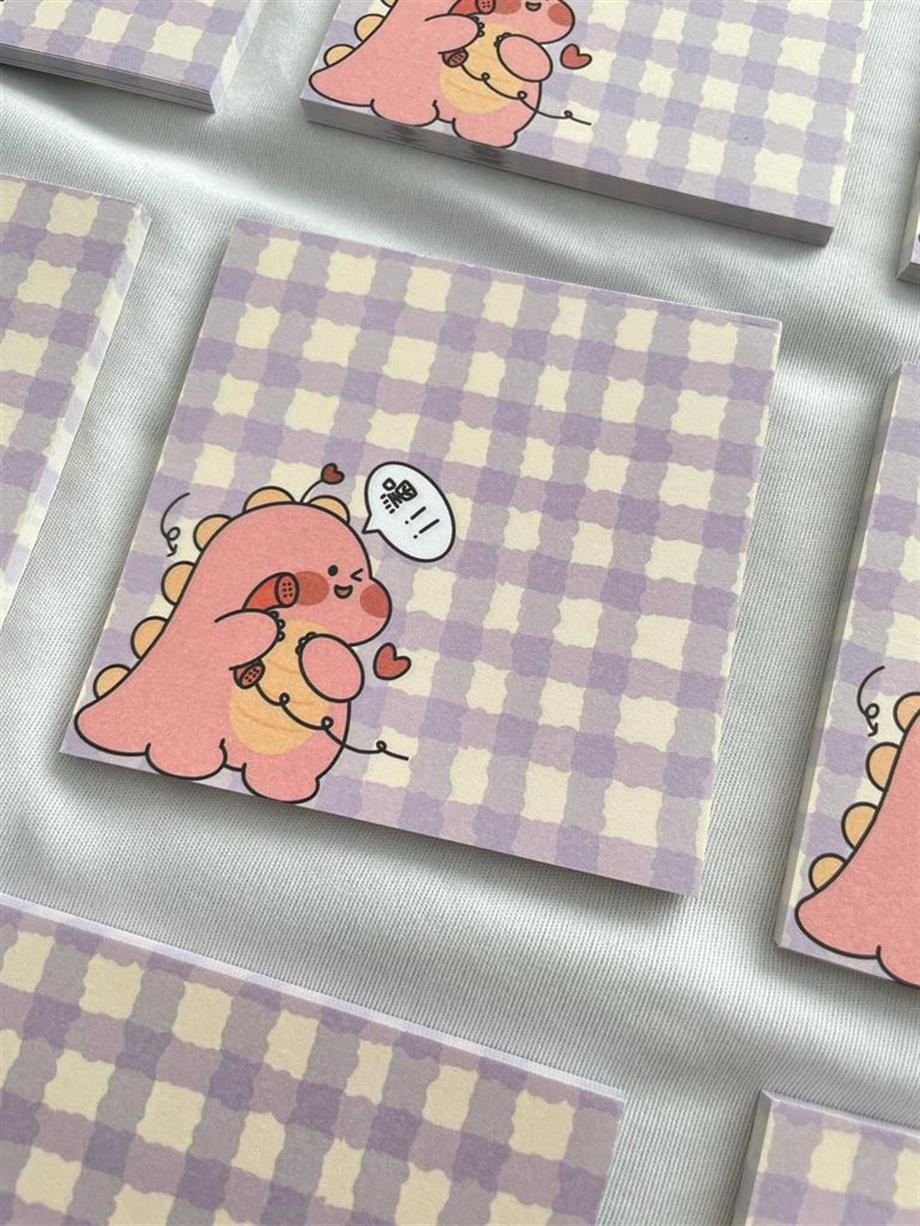 Pink Dinozor Memo Pad Kare Not Defteri