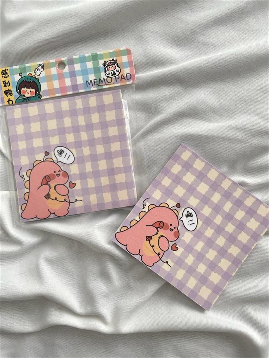 Pink Dinozor Memo Pad Kare Not Defteri