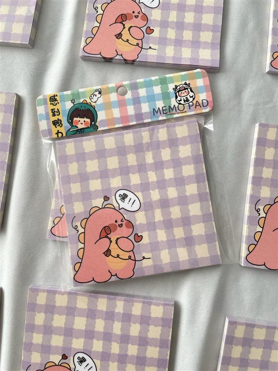 Pink Dinozor Memo Pad Kare Not Defteri