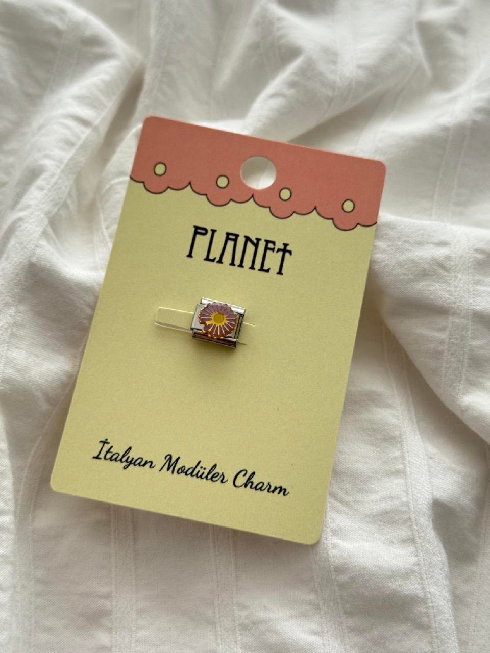 Pink Flower Kartlı İtalyan Charm