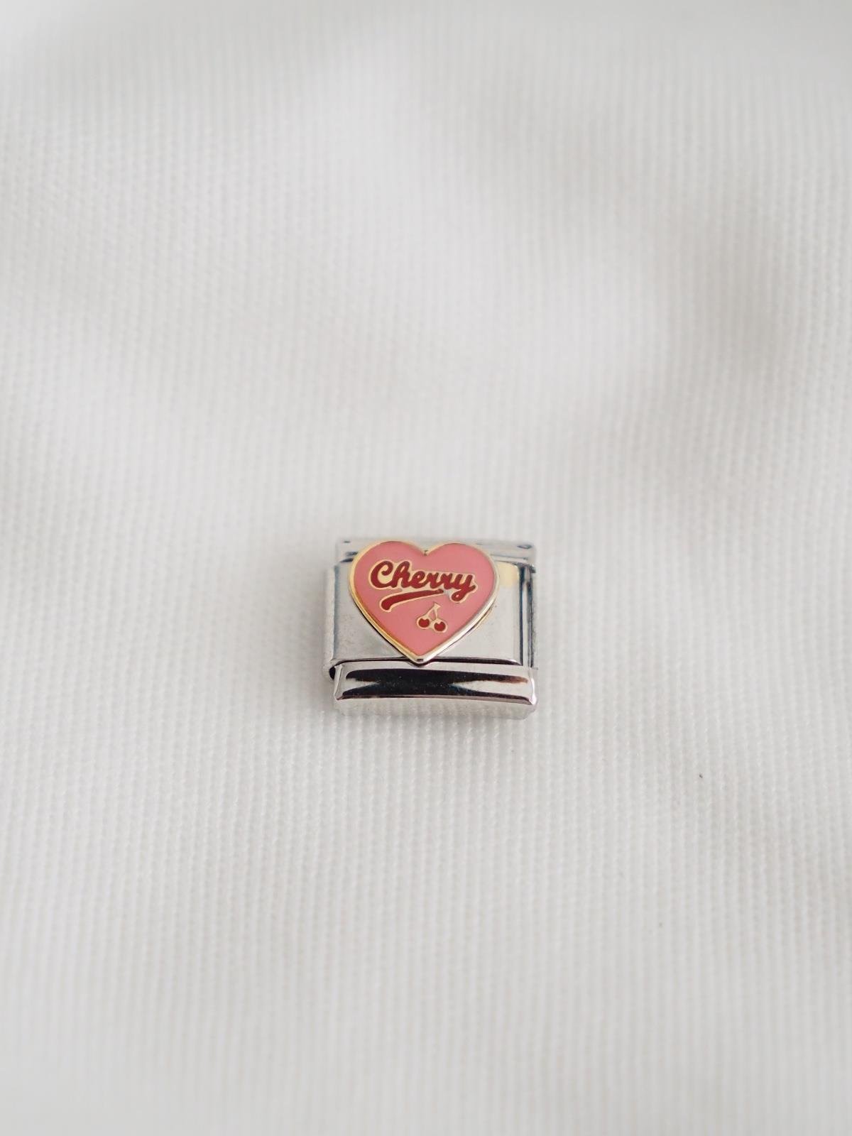 Pink Heart Cherry İtalyan Charm