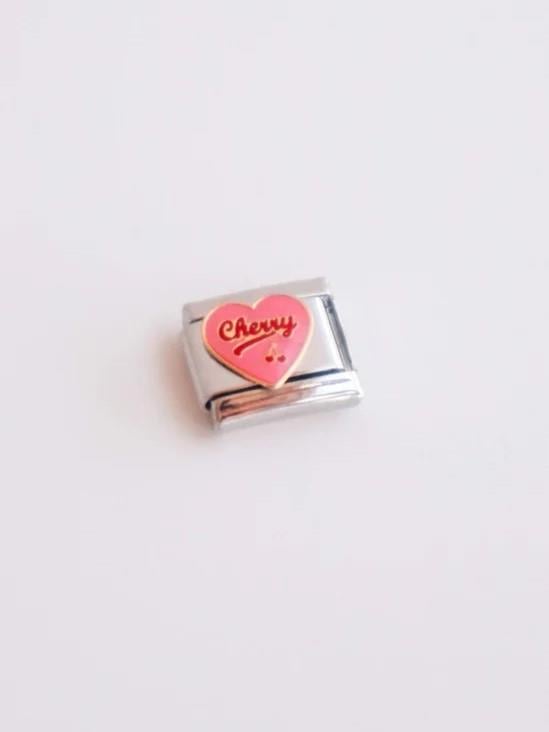 Pink Heart Cherry İtalyan Charm