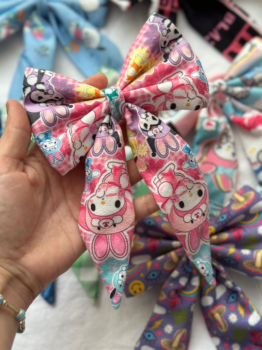 Pink Kawaii Bunny Lastikli Fiyonk Toka