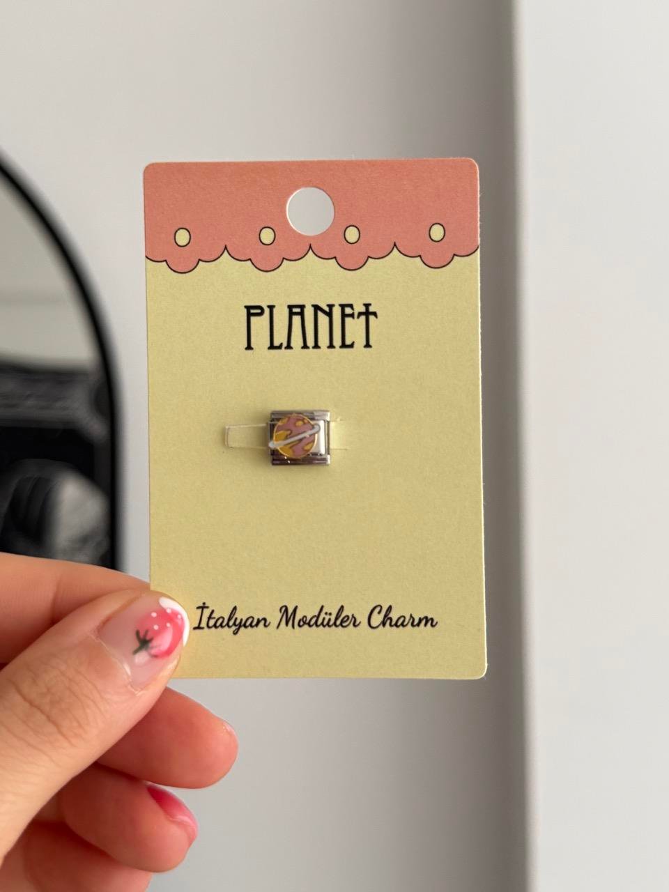 Pink Planet Kartlı İtalyan Charm